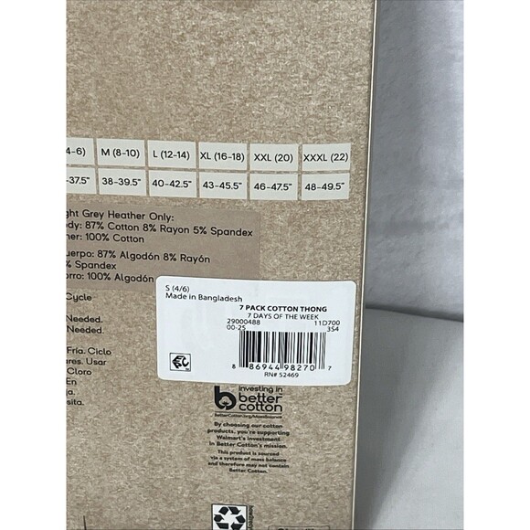 No Boundaries Mid-Rise Thong 7 Pair 7 Days of the Week Cotton Size L 12-14 NEW - Picture 5 of 5